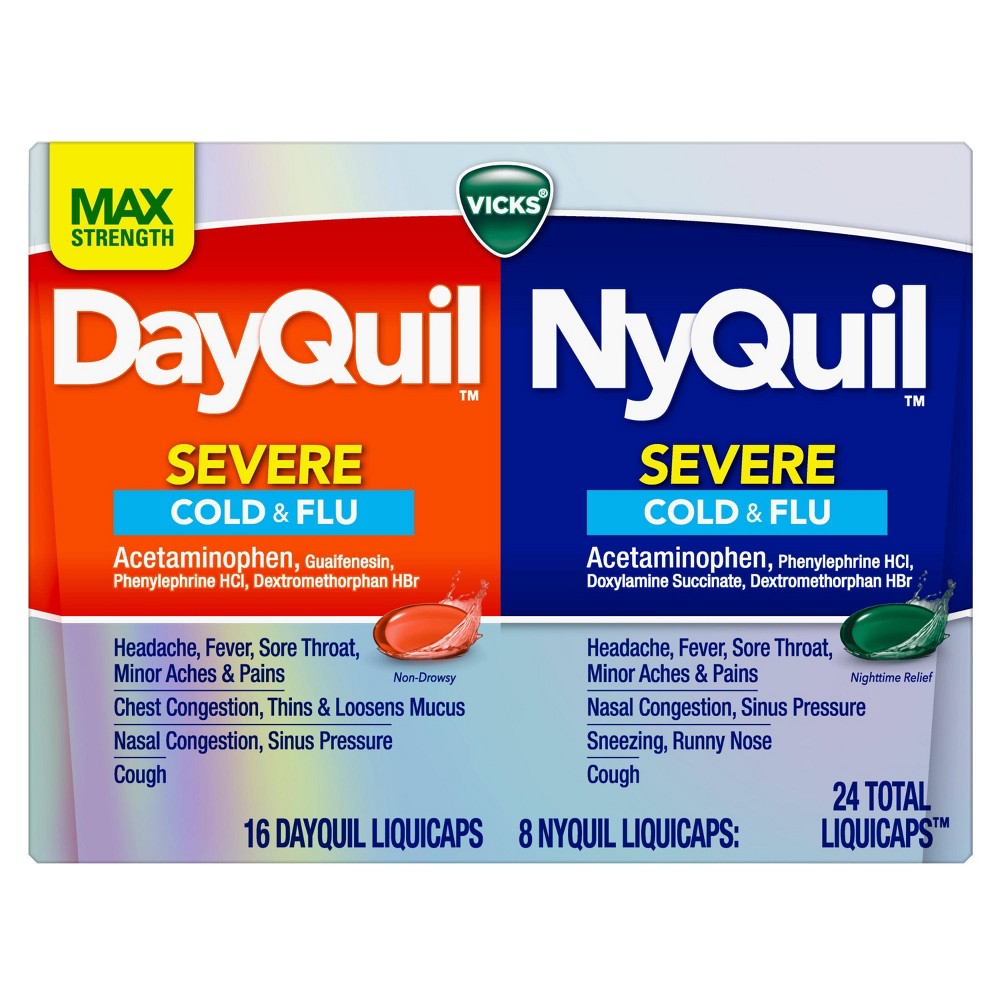 Vicks DayQuil & NyQuil Severe Cold & Flu Medicine Liquicaps - 24ct - Bellso
